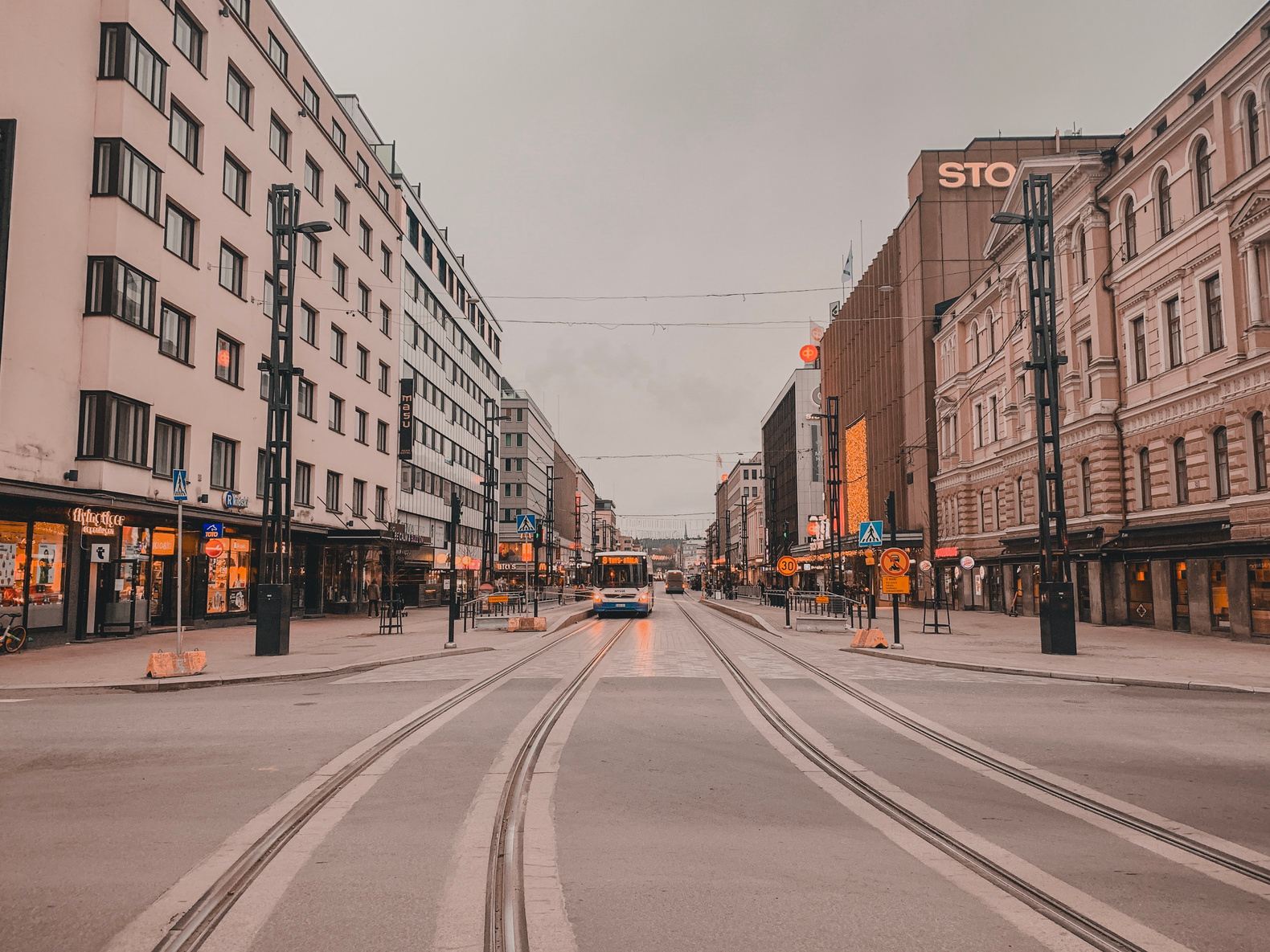 Empty Street With Tramway